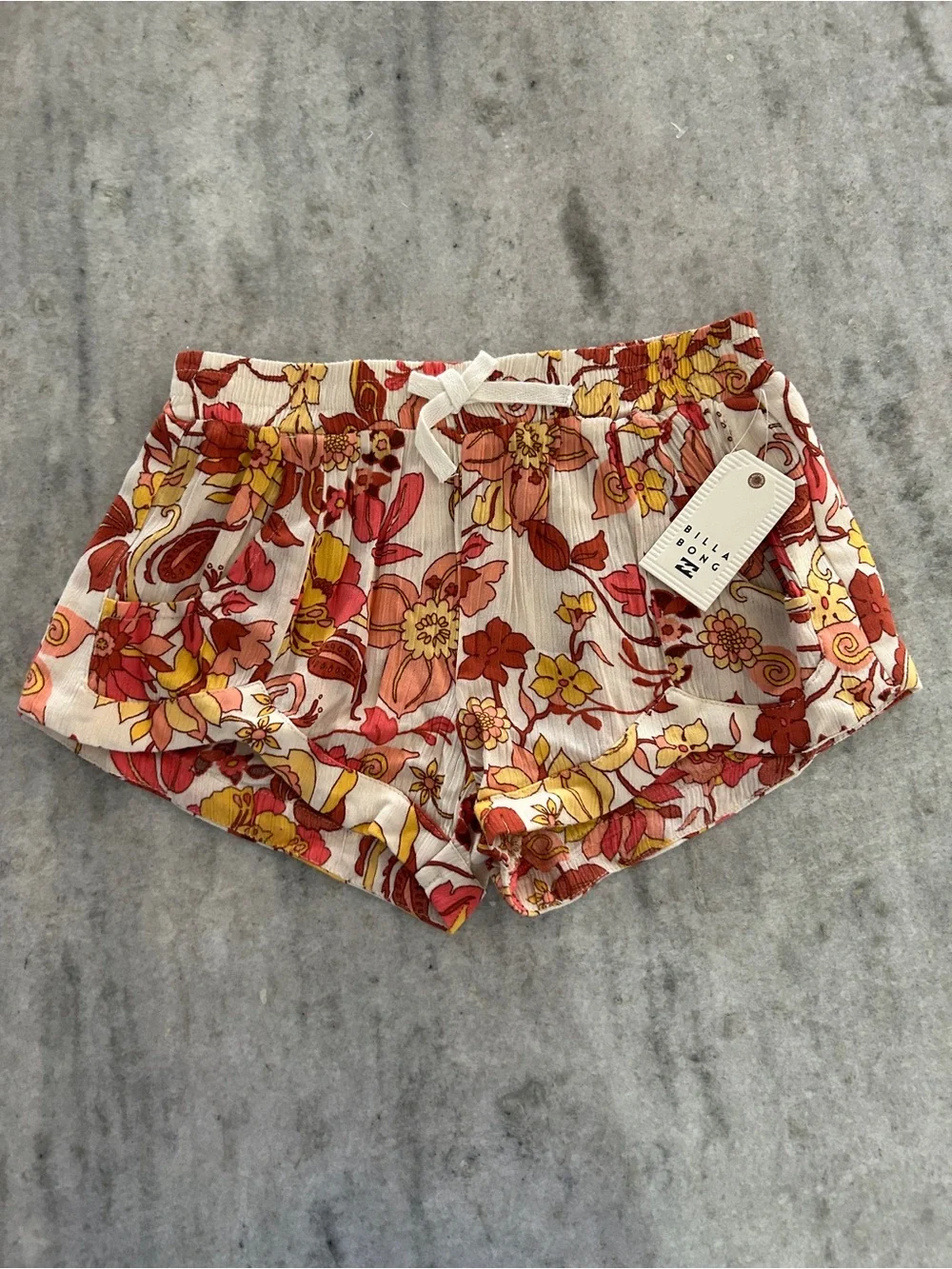 Billabong Floral Elastic Waistband Shorts Size S Kids